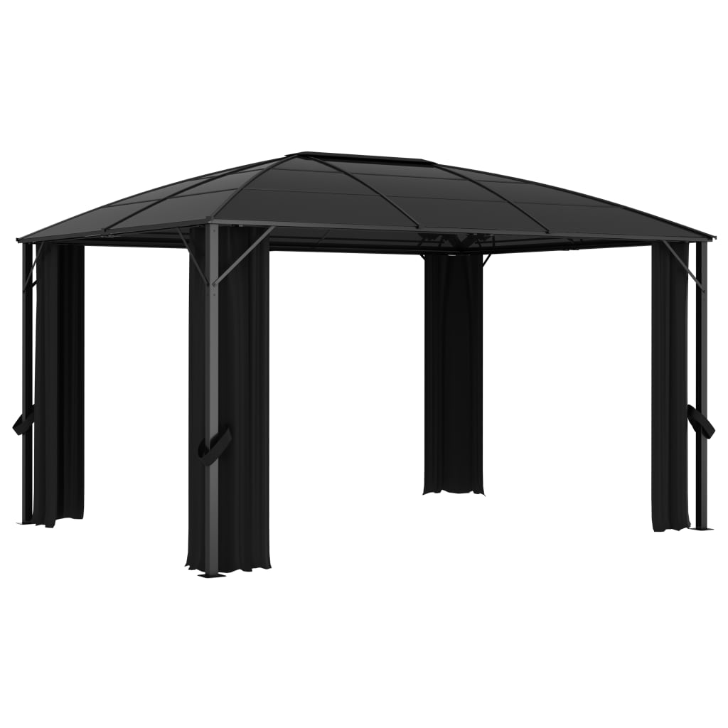 Gazebo con Tende 400x300x265 cm Antracite 48601