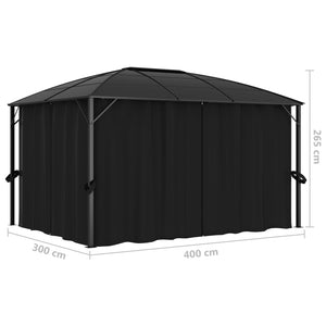 Gazebo con Tende 400x300x265 cm Antracite 48601