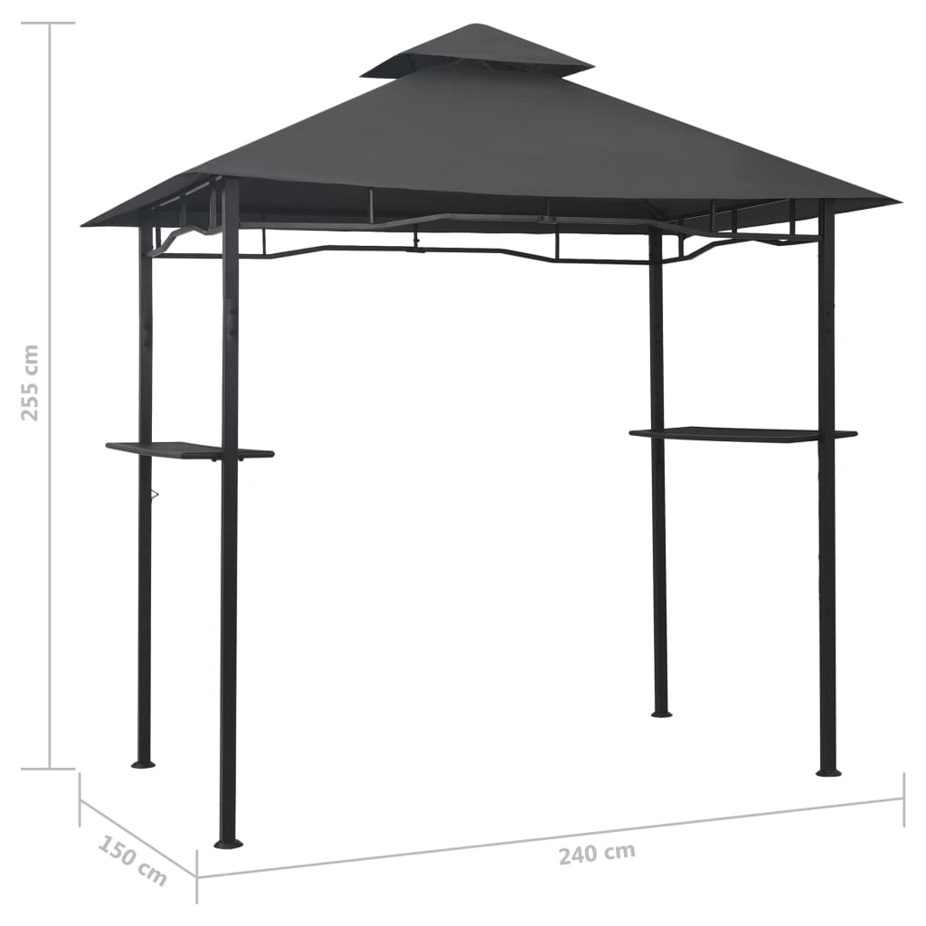 Gazebo per Barbecue 240x150x255 cm Antracite in Acciaio 48602