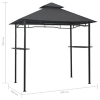 Gazebo per Barbecue 240x150x255 cm Antracite in Acciaio 48602