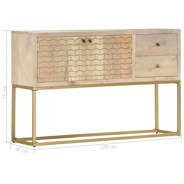 Credenza Oro 120x30x75 cm Legno Massello di Mango 286500