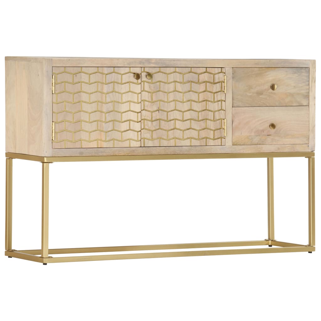 Credenza Oro 120x30x75 cm Legno Massello di Mango 286500