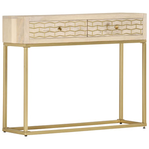 Tavolo Consolle Oro 90x30x75 cm in Legno Massello di Mango cod mxl 23638