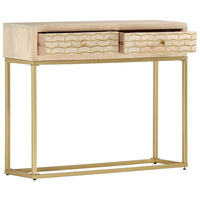 Tavolo Consolle Oro 90x30x75 cm in Legno Massello di Mango cod mxl 23638