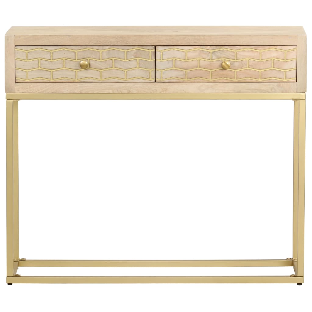 Tavolo Consolle Oro 90x30x75 cm in Legno Massello di Mango cod mxl 23638