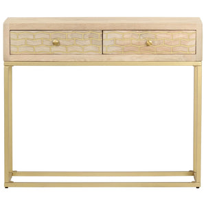 Tavolo Consolle Oro 90x30x75 cm in Legno Massello di Mango cod mxl 23638