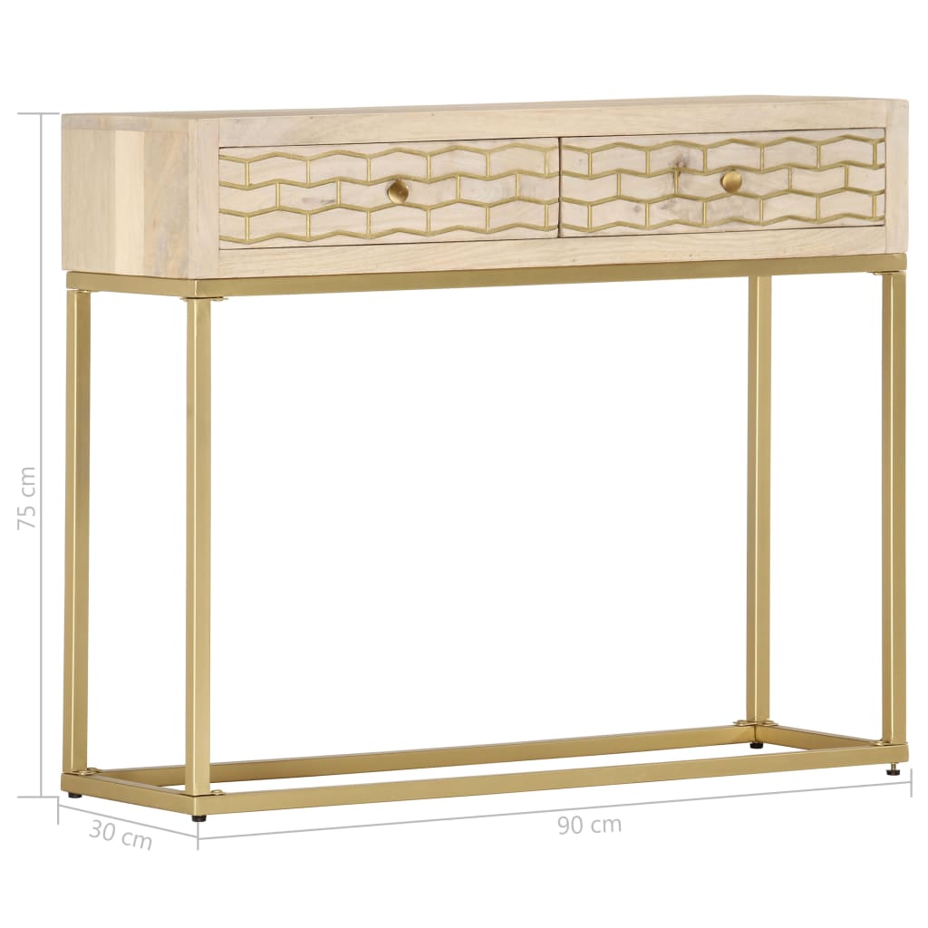 Tavolo Consolle Oro 90x30x75 cm in Legno Massello di Mango cod mxl 23638