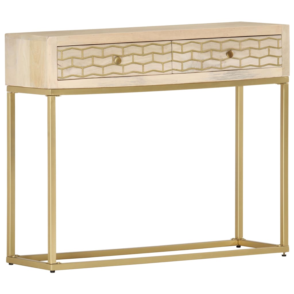 Tavolo Consolle Oro 90x30x75 cm in Legno Massello di Mango cod mxl 23638