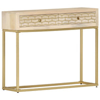 Tavolo Consolle Oro 90x30x75 cm in Legno Massello di Mango cod mxl 23638