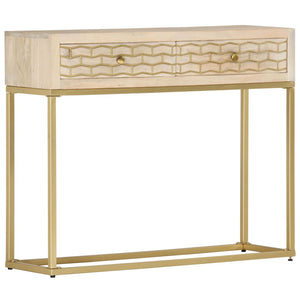 Tavolo Consolle Oro 90x30x75 cm in Legno Massello di Mango cod mxl 23638