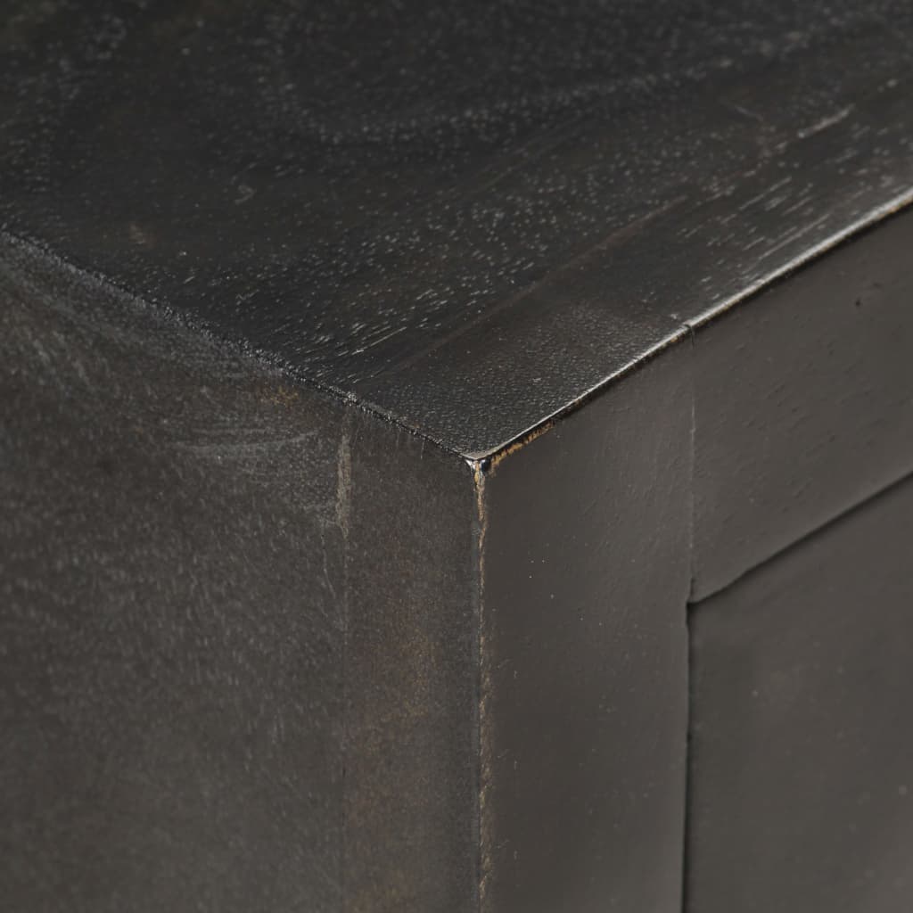 Comodino Nero e Oro 40x30x50 cm in Legno Massello di Mango 286517