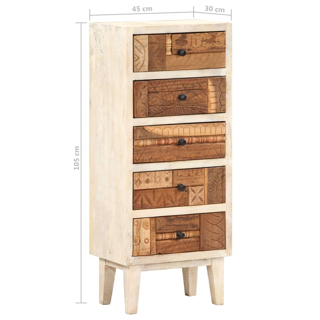 Cassettiera 45x30x105 cm in Legno Massello di Recupero 286537