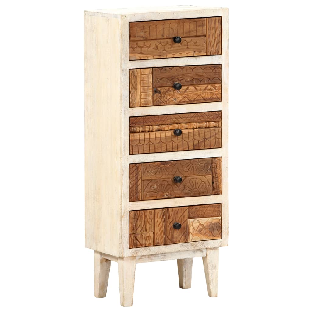 Cassettiera 45x30x105 cm in Legno Massello di Recupero 286537