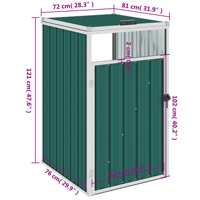 Copri Bidone Rifiuti Verde 72x81x121 cm in Acciaio cod mxl 46666