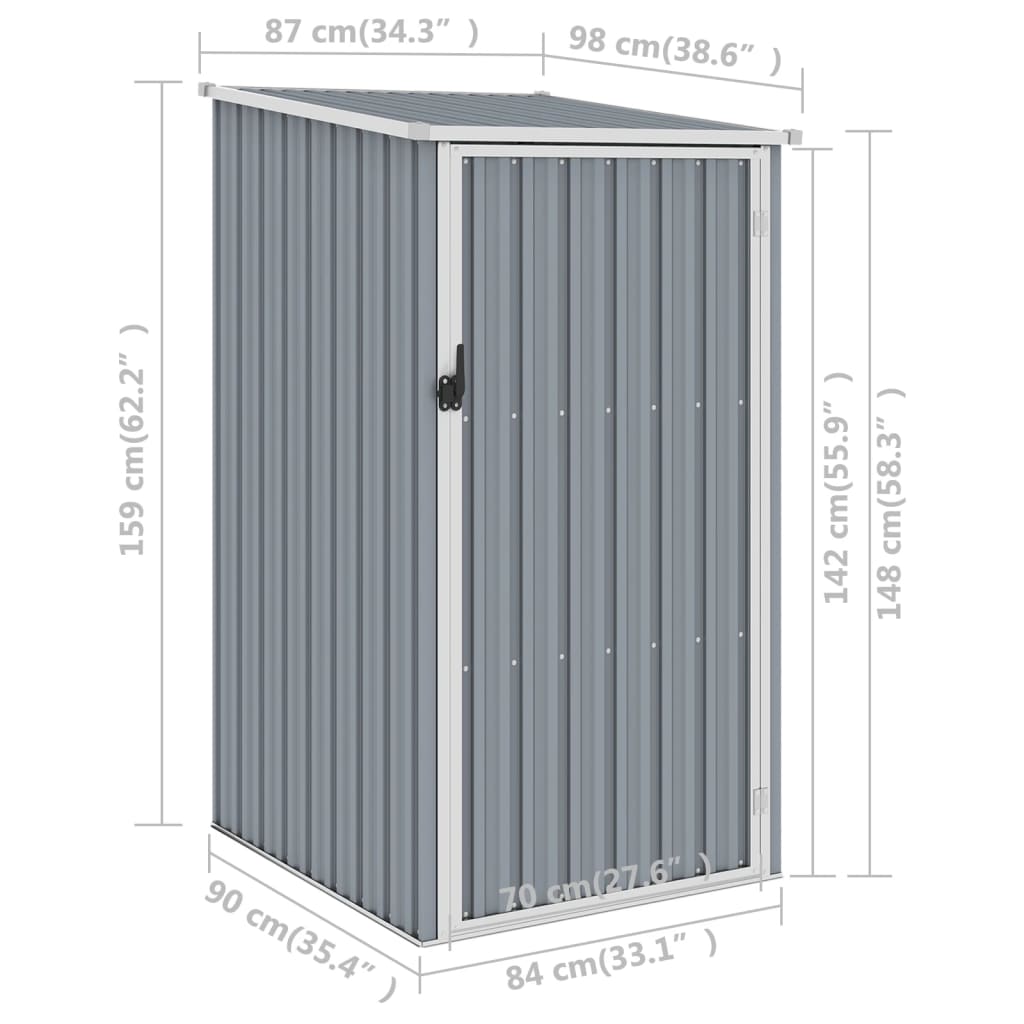 Capanno da Giardino Grigio 87x98x159 cm in Acciaio Zincato  cod mxl 51736