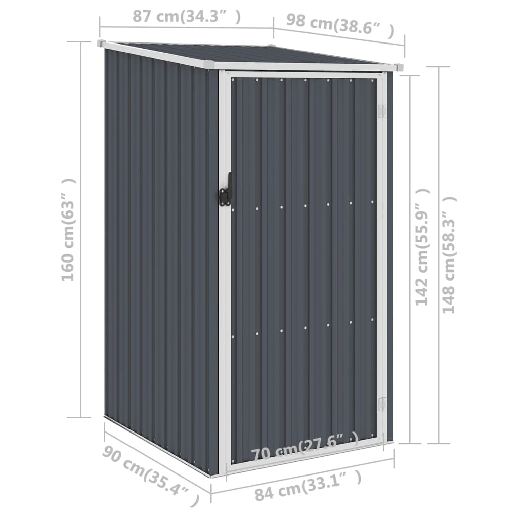 Capanno da Giardino Antracite 87x98x159 cm in Acciaio Zincato  cod mxl 52734