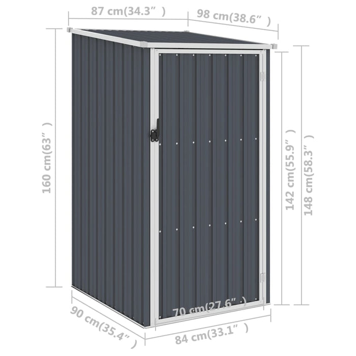 Capanno da Giardino Antracite 87x98x159 cm in Acciaio Zincato 46291