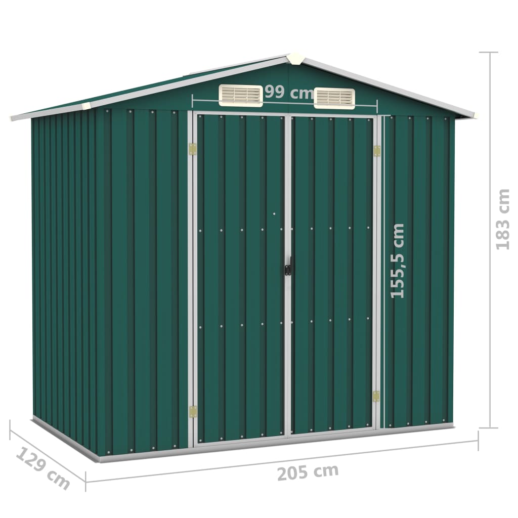 Capanno da Giardino Verde 205x129x183 cm in Acciaio Zincato  cod mxl 65843