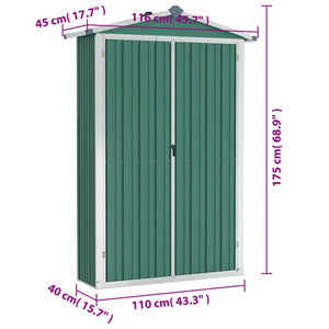 Capanno da Giardino Verde 107,5x46x183 cm in Acciaio Zincato cod mxl 65828