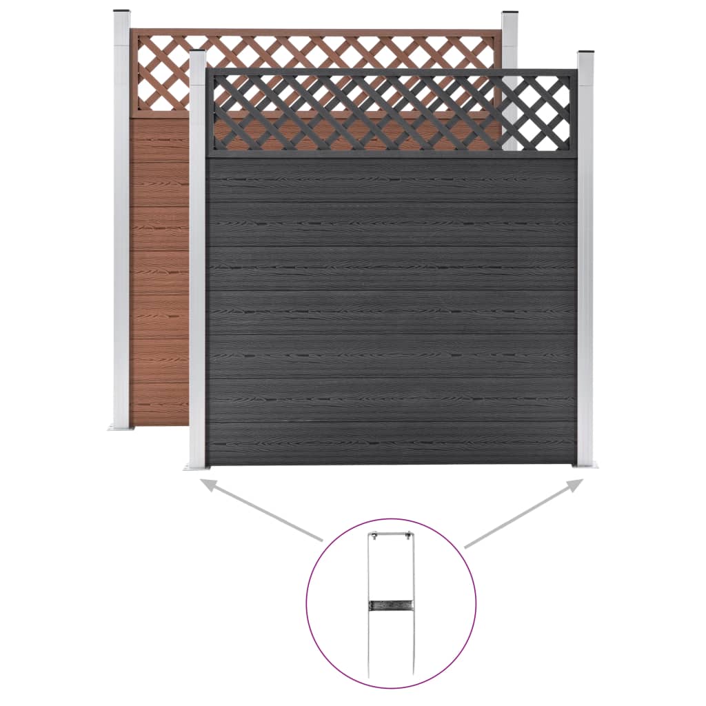 Picchetti di Terra 2 pz per Recinzione WPC in Acciaio 40 cm 49080