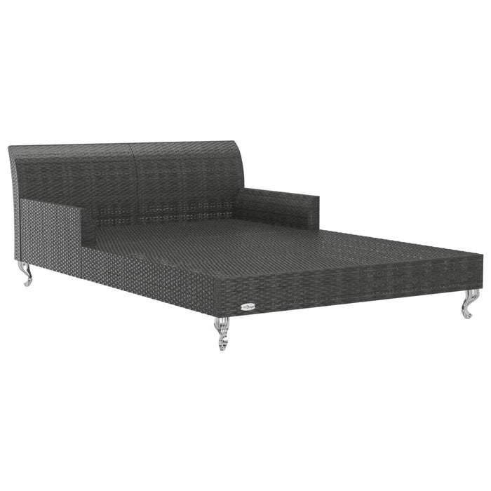 Lettino Prendisole per 2 Persone con Cuscini in Polyrattan Nero 48129