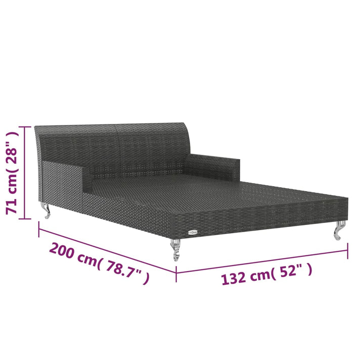 Lettino Prendisole per 2 Persone con Cuscini in Polyrattan Nero 48129