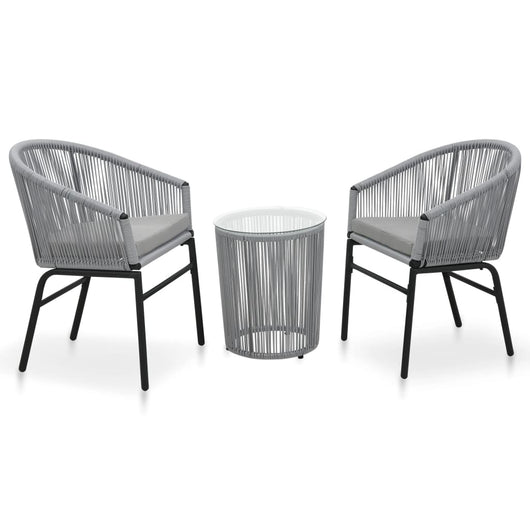 Set da Bistrot 3 pz con Cuscini in Polyrattan Antracite   cod mxl 35252