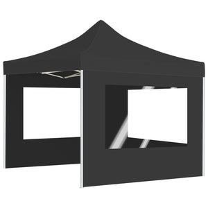 Gazebo Pieghevole con Pareti Alluminio 2x2 m Antracite 48932