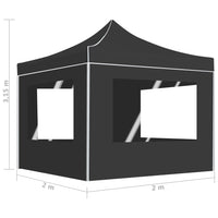 Gazebo Pieghevole con Pareti Alluminio 2x2 m Antracite 48932