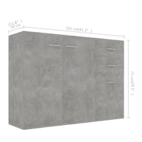 Credenza Grigio Cemento 105x30x75 cm in Truciolato cod mxl 64501