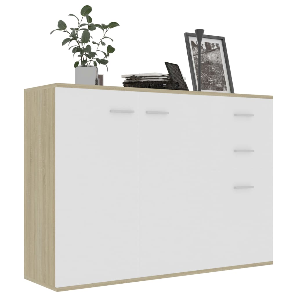 Credenza Bianca e Rovere Sonoma 105x30x75 cm in Truciolato cod 10510