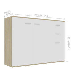 Credenza Bianca e Rovere Sonoma 105x30x75 cm in Truciolato cod 10510