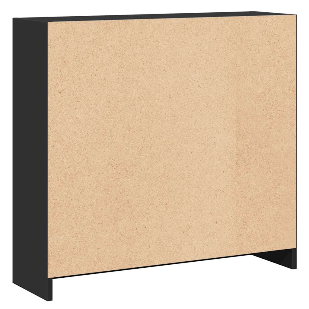 Libreria Nera 80x24x75 cm in Legno Multistrato 800892