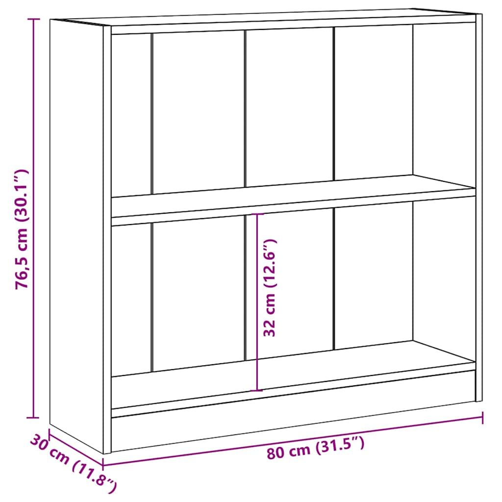 Libreria Nera 80x24x75 cm in Legno Multistrato 800892