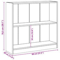 Libreria Nera 80x24x75 cm in Legno Multistrato 800892