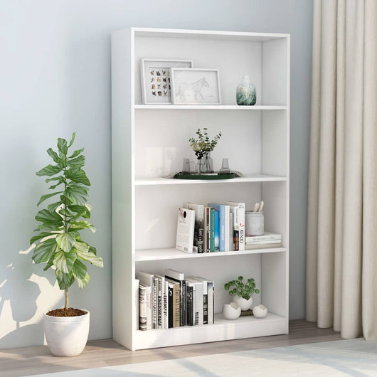 Libreria a 4 Ripiani Bianca 80x24x142 cm in Legno Multistrato cod mxl 22701