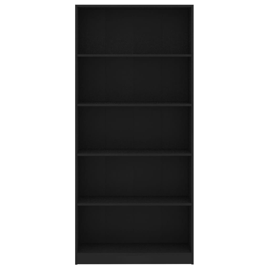 Libreria a 5 Ripiani Nera 80x24x175 cm in Truciolato cod mxl 5667