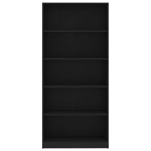 Libreria a 5 Ripiani Nera 80x24x175 cm in Truciolato cod mxl 5667