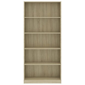 Libreria a 5 Ripiani Rovere Sonoma 80x24x175 cm in Truciolato cod mxl 11972