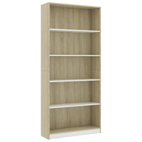 Libreria 5 Ripiani Bianco Rovere Sonoma 80x24x175cm Truciolato cod mxl 60137