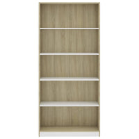 Libreria 5 Ripiani Bianco Rovere Sonoma 80x24x175cm Truciolato cod mxl 60137