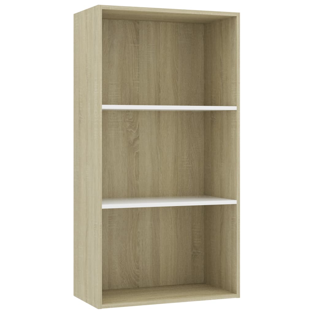 Libreria 3 Ripiani Bianco Rovere Sonoma 60x30x114 cm Truciolato cod mxl 59275