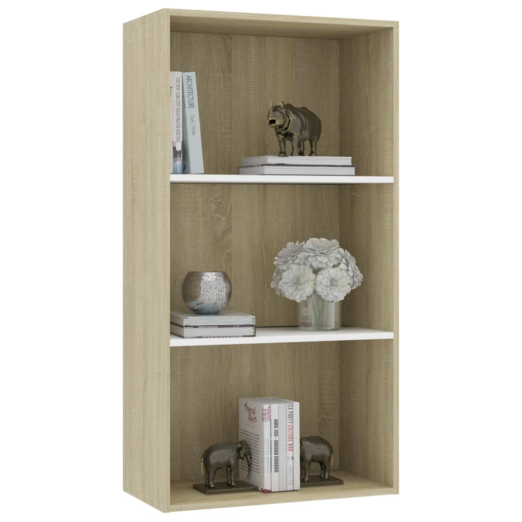 Libreria 3 Ripiani Bianco Rovere Sonoma 60x30x114 cm Truciolato cod mxl 59275