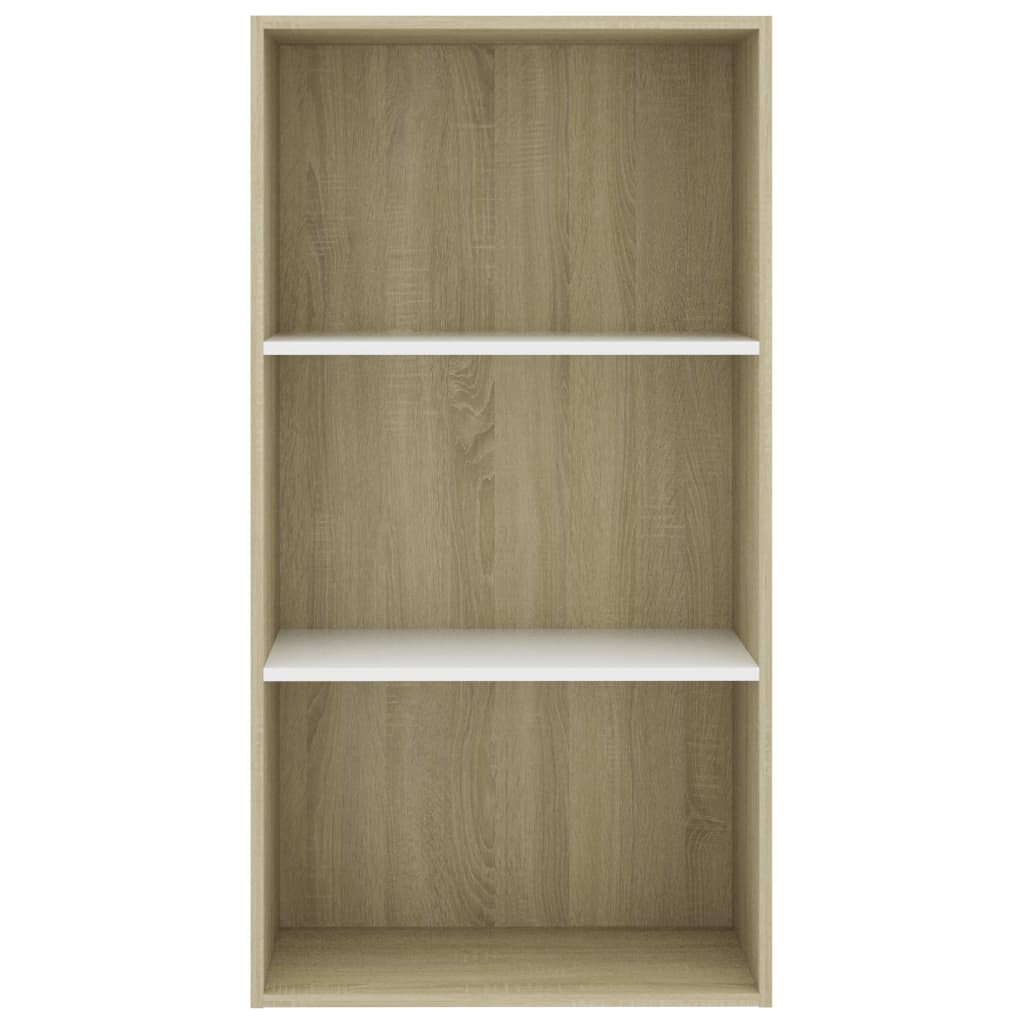 Libreria 3 Ripiani Bianco Rovere Sonoma 60x30x114 cm Truciolato cod mxl 59275