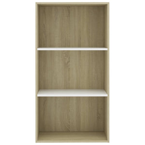 Libreria 3 Ripiani Bianco Rovere Sonoma 60x30x114 cm Truciolato cod mxl 59275