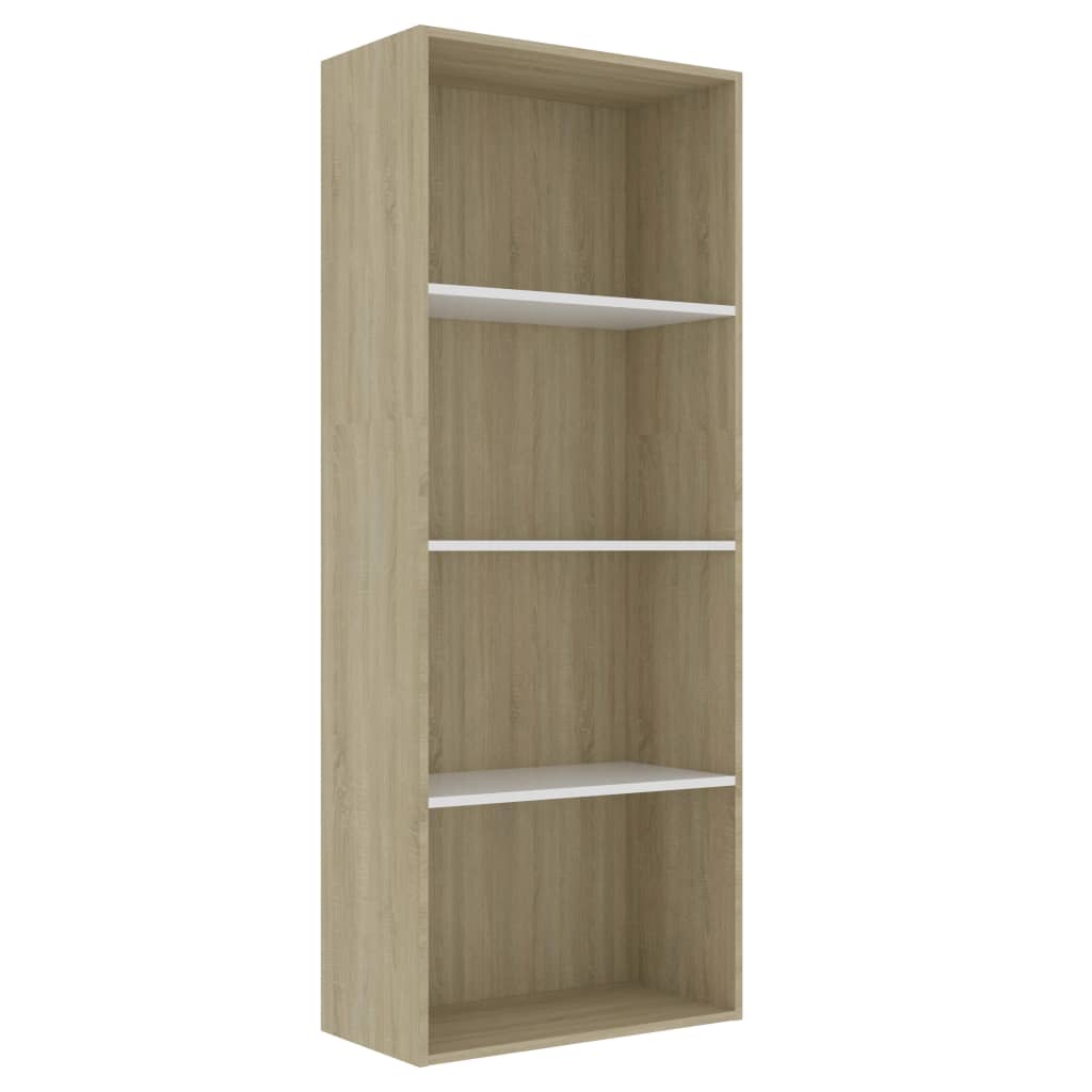 Libreria 4 Ripiani Bianco e Rovere 60x30x151,5 cm Truciolato cod 9108