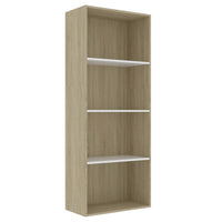 Libreria 4 Ripiani Bianco e Rovere 60x30x151,5 cm Truciolato cod 9108