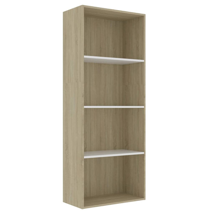 Libreria 4 Ripiani Bianco e Rovere 60x30x151,5 cm Truciolato cod 9108