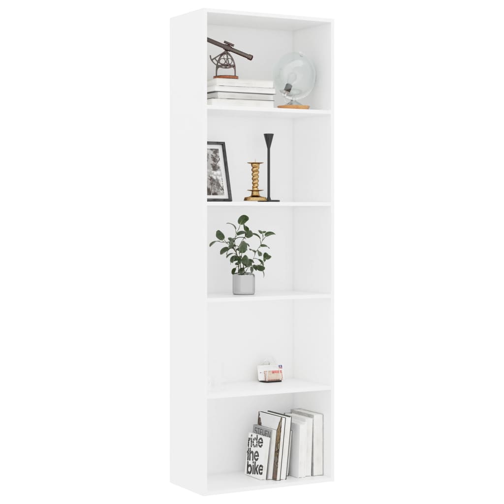 Libreria a 5 Ripiani Bianca 60x30x189 cm in Legno Multistrato cod mxl 12508