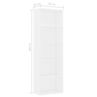 Libreria a 5 Ripiani Bianca 60x30x189 cm in Legno Multistrato cod mxl 12508